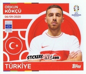 Sticker Orkun Kökçü - UEFA Euro 2024
 n. TUR17 - Topps