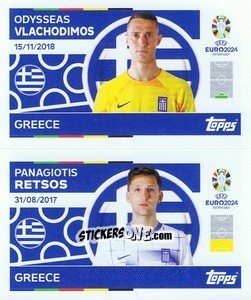 Sticker Odysseas Vlachodimos / Panagiotis Retsos - UEFA Euro 2024
 n. GRE2-3 - Topps