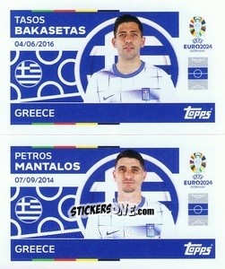 Sticker Tasos Bakasetas / Petros Mantalos - UEFA Euro 2024
 n. GRE12-13 - Topps