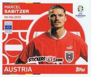 Sticker Marcel Sabitzer - UEFA Euro 2024
 n. AUT10 - Topps