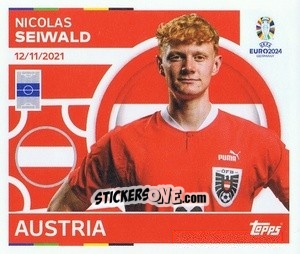 Sticker Nicolas Seiwald - UEFA Euro 2024
 n. AUT11 - Topps