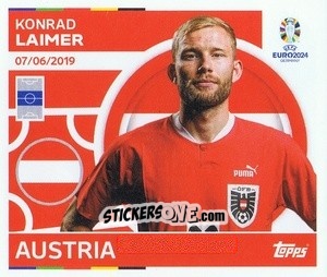 Sticker Konrad Laimer - UEFA Euro 2024
 n. AUT14 - Topps