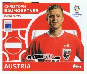 Sticker Christoph Baumgartner - UEFA Euro 2024
 n. AUT15 - Topps