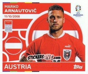Sticker Marko Arnautovic - UEFA Euro 2024
 n. AUT18 - Topps