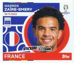 Sticker Warren Zaire-Emery - UEFA Euro 2024
 n. FRA16 - Topps