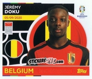 Sticker Jérémy Doku - UEFA Euro 2024
 n. BEL18 - Topps