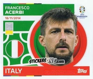 Sticker Francesco Acerbi - UEFA Euro 2024
 n. ITA6 - Topps