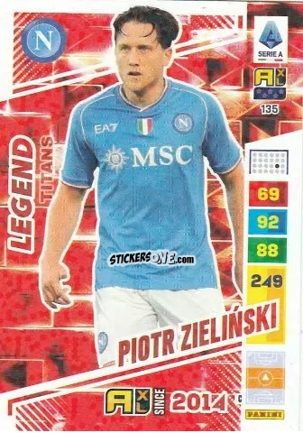 Sticker Piotr Zieliński - Calciatori 2023-2024. Adrenalyn XL TITANS n. 135 - Panini
