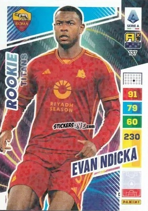 Sticker Evan N'Dicka - Calciatori 2023-2024. Adrenalyn XL TITANS n. 137 - Panini
