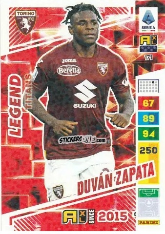 Sticker Duván Zapata - Calciatori 2023-2024. Adrenalyn XL TITANS n. 171 - Panini