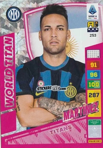 Sticker Lautaro Martínez - Calciatori 2023-2024. Adrenalyn XL TITANS n. 253 - Panini