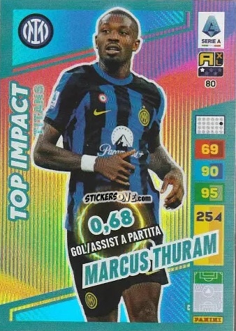 Sticker Marcus Thuram - Calciatori 2023-2024. Adrenalyn XL TITANS n. 80 - Panini