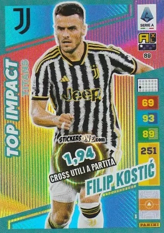 Sticker Filip Kostić - Calciatori 2023-2024. Adrenalyn XL TITANS n. 89 - Panini