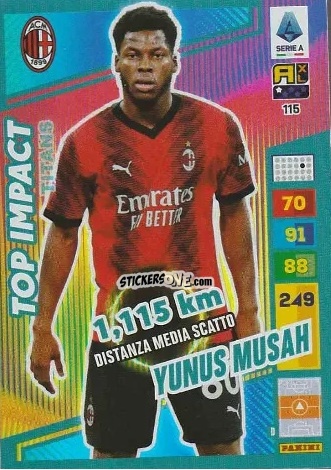 Sticker Yunus Musah - Calciatori 2023-2024. Adrenalyn XL TITANS n. 115 - Panini