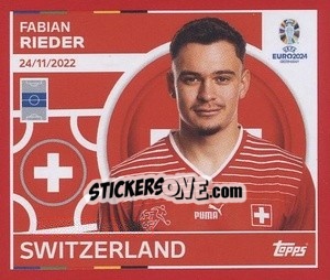 Sticker Fabian Rieder - UEFA Euro 2024. Swiss Edition n. SUI14 - Panini