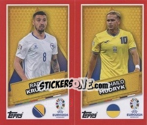 Sticker Rade Krunić / Mykhailo Mudryk - UEFA Euro 2024. Swiss Edition n. BIH-UKR-SP - Panini