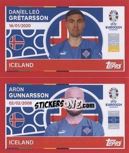 Sticker Daníel Leó Grétarsson / Aron Gunnarsson - UEFA Euro 2024. Swiss Edition n. ICE8-9 - Panini