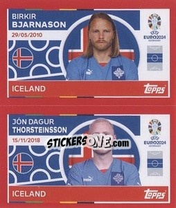 Sticker Birkir Bjarnason / Jón Dagur Thorsteinsson - UEFA Euro 2024. Swiss Edition n. ICE10-11 - Panini