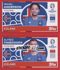 Sticker Mikael Anderson / Alfred Finnbogason - UEFA Euro 2024. Swiss Edition n. ICE14-15 - Panini