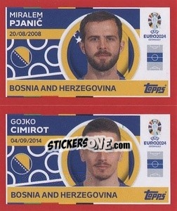Sticker Miralem Pjanić / Gojko Cimirot - UEFA Euro 2024. Swiss Edition n. BIH8-9 - Panini