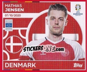 Sticker Mathias Jensen - UEFA Euro 2024. Swiss Edition n. DEN10 - Panini