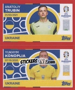 Sticker Anatoliy Trubin / Yukhym Konoplia - UEFA Euro 2024. Swiss Edition n. UKR2-3 - Panini