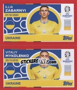 Sticker Illia Zabarnyi / Vitaliy Mykolenko - UEFA Euro 2024. Swiss Edition n. UKR6-7 - Panini