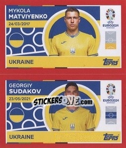 Sticker Mykola Matviyenko / Georgiy Sudakov - UEFA Euro 2024. Swiss Edition n. UKR8-9 - Panini