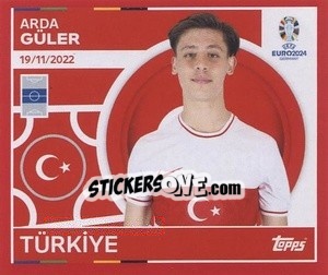 Sticker Arda Güler - UEFA Euro 2024. Swiss Edition n. TUR16 - Panini
