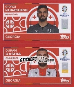 Sticker Giorgi Mamardashvili / Guram Kashia - UEFA Euro 2024. Swiss Edition n. GEO2-3 - Panini