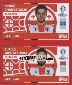 Sticker Giorgi Chakvetadze / Zuriko Davitashvili - UEFA Euro 2024. Swiss Edition n. GEO12-13 - Panini