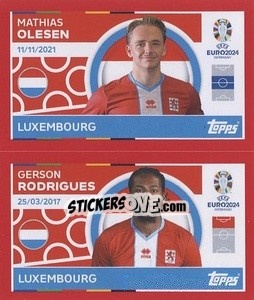 Sticker Mathias Olesen / Gerson Rodrigues - UEFA Euro 2024. Swiss Edition n. LUX12-13 - Panini