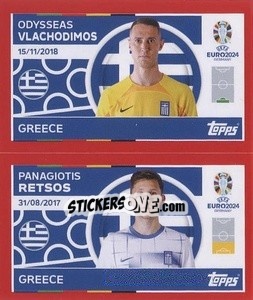 Sticker Odysseas Vlachodimos / Panagiotis Retsos - UEFA Euro 2024. Swiss Edition n. GRE2-3 - Panini