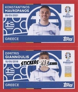 Sticker Konstantinos Mavropanos / Dimitris Giannoulis - UEFA Euro 2024. Swiss Edition n. GRE6-7 - Panini