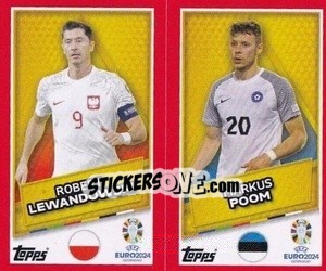 Sticker Robert Lewandowski / Markus Poom - UEFA Euro 2024. Swiss Edition n. POL-EST-SP - Panini