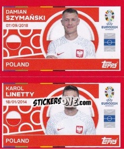 Sticker Damian Szymański / Karol Linetty - UEFA Euro 2024. Swiss Edition n. POL12-13 - Panini