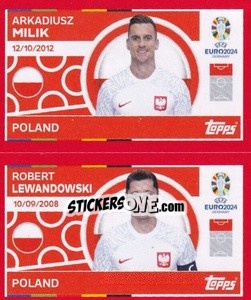 Sticker Arkadiusz Milik / Robert Lewandowski - UEFA Euro 2024. Swiss Edition n. POL14-15 - Panini