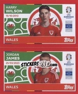 Sticker Harry Wilson / Jordan James - UEFA Euro 2024. Swiss Edition n. WAL10-11 - Panini