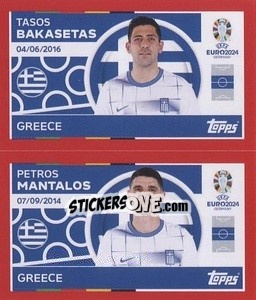 Sticker Tasos Bakasetas / Petros Mantalos - UEFA Euro 2024. Swiss Edition n. GRE12-13 - Panini