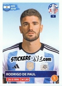 Sticker Rodrigo De Paul - CONMEBOL Copa América 2024. US Edition n. ARG14 - Panini