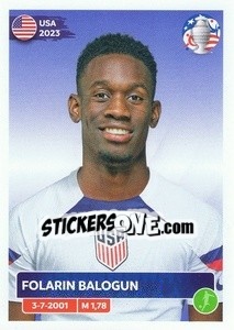 Sticker Folarin Balogun - CONMEBOL Copa América 2024. US Edition n. USA21 - Panini