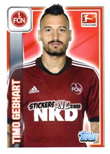 Sticker Timo Gebhart - German Football Bundesliga 2013-2014 - Topps
