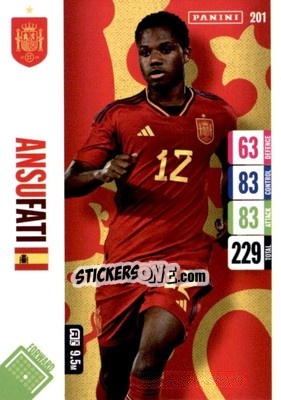 Sticker Ansu Fati - England 2024 Tournament Edition. Adrenalyn XL
 n. 201 - Panini