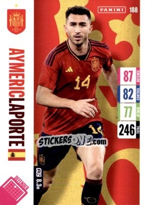 Sticker Aymeric Laporte - England 2024 Tournament Edition. Adrenalyn XL
 n. 188 - Panini