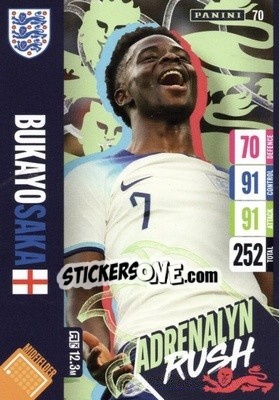 Sticker Bukayo Saka - England 2024 Tournament Edition. Adrenalyn XL
 n. 70 - Panini