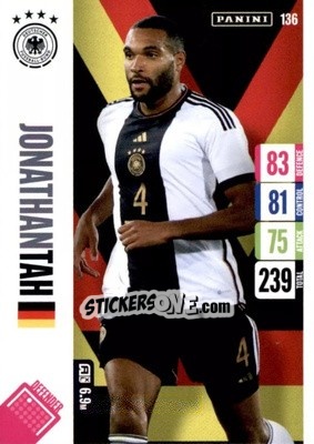 Sticker Jonathan Tah - England 2024 Tournament Edition. Adrenalyn XL
 n. 136 - Panini