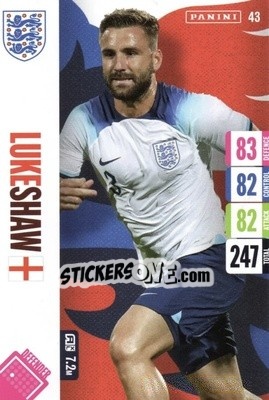 Sticker Luke Shaw - England 2024 Tournament Edition. Adrenalyn XL
 n. 43 - Panini