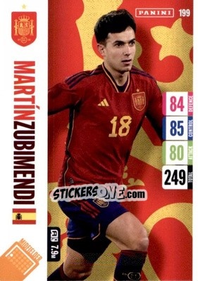Sticker Martin Zubimendi - England 2024 Tournament Edition. Adrenalyn XL
 n. 199 - Panini