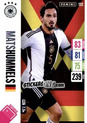 Sticker Mats Hummels - England 2024 Tournament Edition. Adrenalyn XL
 n. 132 - Panini