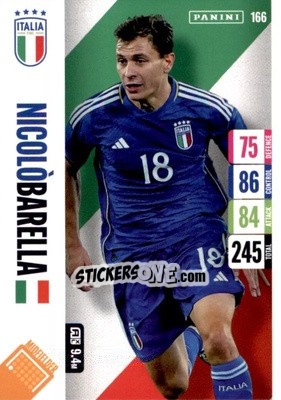 Sticker Nicolo Barella - England 2024 Tournament Edition. Adrenalyn XL
 n. 166 - Panini